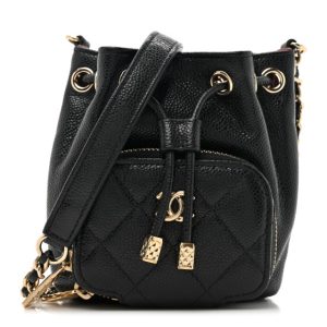 Chanel Caviar Quilted Mini CC Pocket Bucket Bag Black