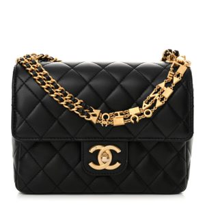 Chanel Lambskin Enamel Quilted Mini Flap Black