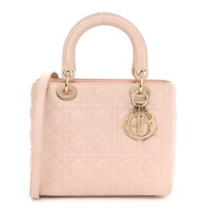 Christian Dior Lambskin Cannage Medium Lady Dior Light Pink