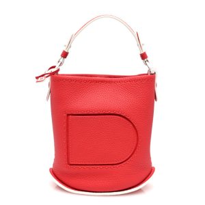Delvaux Taurillon Mini Pin Daily Surpique Bucket Red White