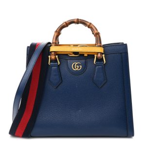 Gucci Textured Dollar Calfskin Web Small Diana Tote Bag Royal Crop