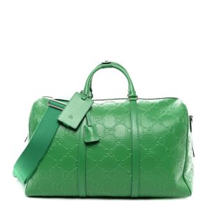Gucci Calfskin GG Tennis Embossed Duffle Bag New Shamarock