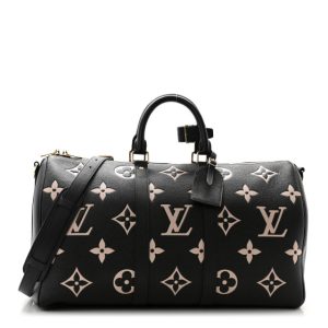 Louis Vuitton Empreinte Monogram Keepall Bandouliere 45 Black Beige