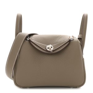 Hermes Taurillon Clemence Mini Lindy 20 Etoupe