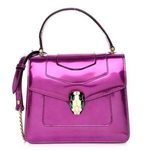 Bulgari Metallic Calfskin Serpenti Forever Top Handle Amethyst