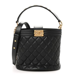 Chanel Calfskin Quilted Boy Bucket Bag Black