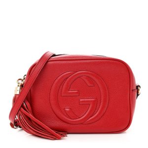 Gucci Pebbled Calfskin Small Soho Disco Bag Tabasco Red