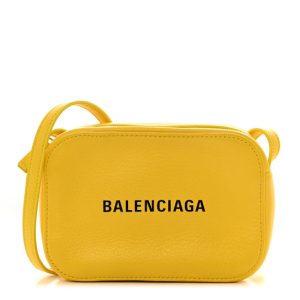 Balenciaga Smooth Calfskin Logo XS Everyday Camera Bag Jaune Soleil Black