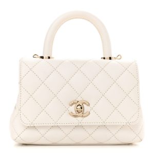 Chanel Caviar Quilted Extra Mini Coco Handle Flap White