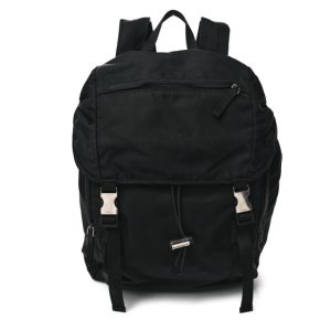 Prada Tessuto Nylon Montagna Double Buckle Backpack Black