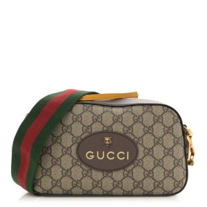 Gucci GG Supreme Monogram Web Neo Vintage Shoulder Bag Beige New Acero Crop