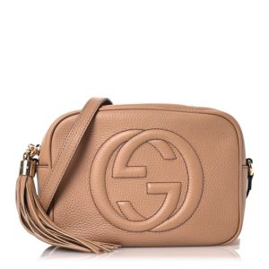 Gucci Pebbled Calfskin Small Soho Disco Bag Camelia