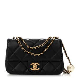 Chanel Lambskin Quilted Pearl Small Flap Black