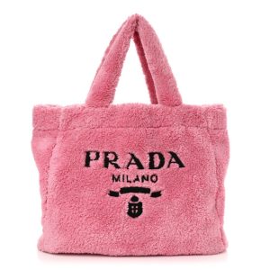 Prada Terry Cloth Tote Bag Petalo Black