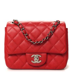 Chanel Caviar Quilted Mini Square Flap Red