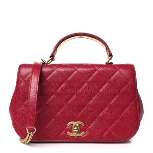 Chanel Caviar Carry Around Flap Bag Red