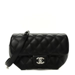 Chanel Calfskin Quilted CC Uniform Flap Belt Bag Black