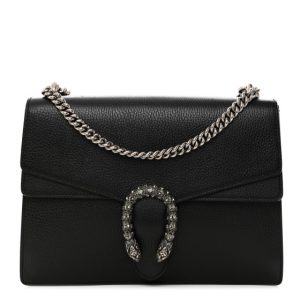 Gucci Dollar Calfskin Crystal Medium Dionysus Shoulder Bag Black Black Diamond