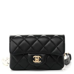 Chanel Lambskin Quilted Mini My Precious Waist Bag Black