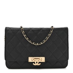 Chanel Caviar Quilted Golden Class Wallet On Chain WOC Black