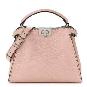 Fendi Cuoio Romano Selleria Bi-Color Medium Peekaboo Iconic Essentially Satchel Cipria Latte
