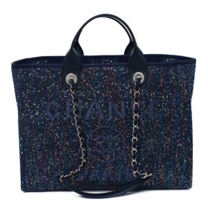 Chanel Calfskin Sequin Medium Deauville Tote Blue Multicolor