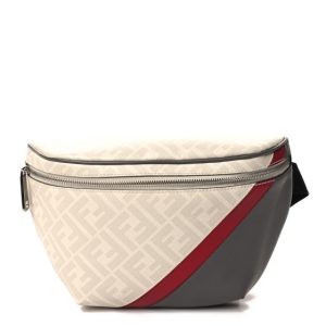 Fendi Glazed Fabric Vitello King FF 1974 Diagonal Belt Bag Perla Argilla Fragola