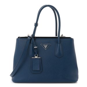 Prada Saffiano Cuir Twin Tote Bleuette