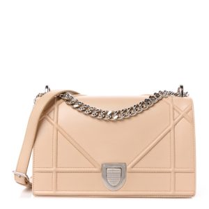 Christian Dior Grained Calfskin Medium Diorama Flap Bag Nude