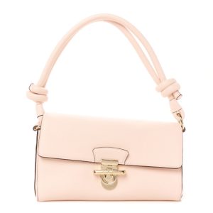 Salvatore Ferragamo Calfskin Glam Shoulder Bag Pink Lemonade