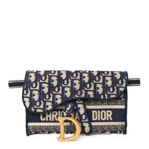 Christian Dior Oblique Slim Saddle Pouch Blue