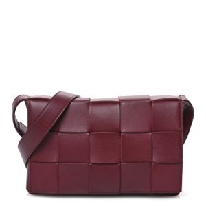 Bottega Veneta Lambskin Maxi Intrecciato Cassette Crossbody Bag Bordeaux