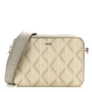 Christian Dior Coated Canvas CD Diamond Messenger Pouch Natural