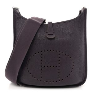 Hermes Taurillon Clemence EVELYNE III PM Raisin