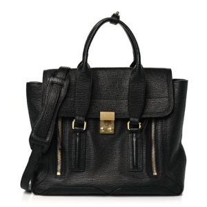 3.1 Phillip Lim Textured Calfskin Medium Pashli Satchel Black