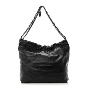 Chanel Shiny Calfskin Quilted Small Chanel 22 So Black