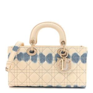 Christian Dior Denim Cannage Lady D-Joy White Blue