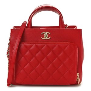 Chanel Caviar Quilted Small Business Affinity Shopping Bag Red