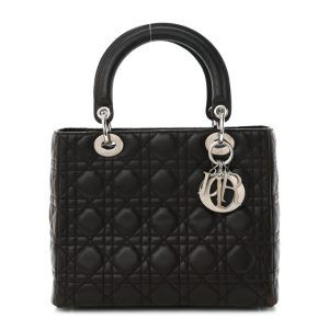 Christian Dior Lambskin Cannage Medium Lady Dior Dark Brown