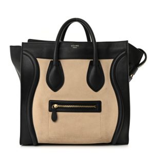 Celine Smooth Calfskin Suede Mini Tri-Color Luggage Light Beige