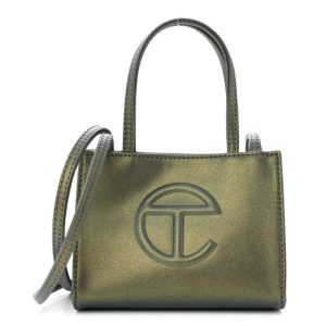 Telfar Metallic Vegan Leather Small Shopping Bag Acid