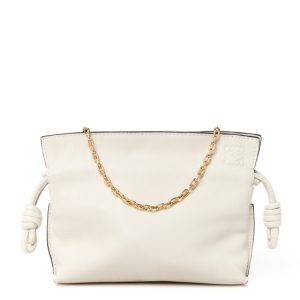 Loewe Calfskin Nano Flamenco Knot Clutch Soft White