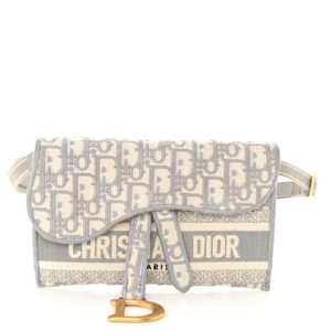 Christian Dior Oblique Saddle Belt Bag Grey
