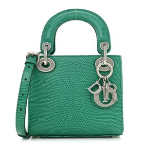 Christian Dior Lizard Swarovski Crystal Mini Lady Dior Green