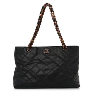 Chanel Caviar Quilted Wood XL Grand Shopping Tote GST Black