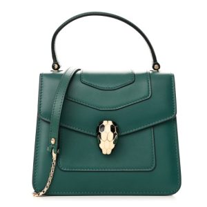 Bulgari Calfskin Serpenti Forever Top Handle Emerald Green