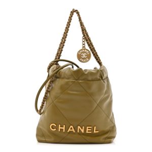 Chanel Shiny Calfskin Quilted Mini Chanel 22 Green