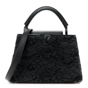 Louis Vuitton Velvet Dentelle Embroidery Capucines BB Black