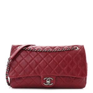 Chanel Iridescent Caviar Quilted Large Chic Flap Red