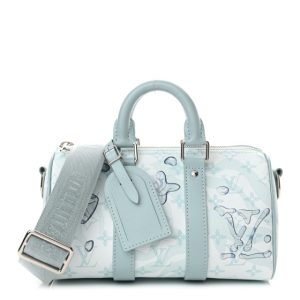 Louis Vuitton Monogram Aquagarden Keepall Bandouliere 25 Crystal Blue